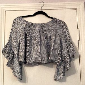 Paisley off/shoulder crop top